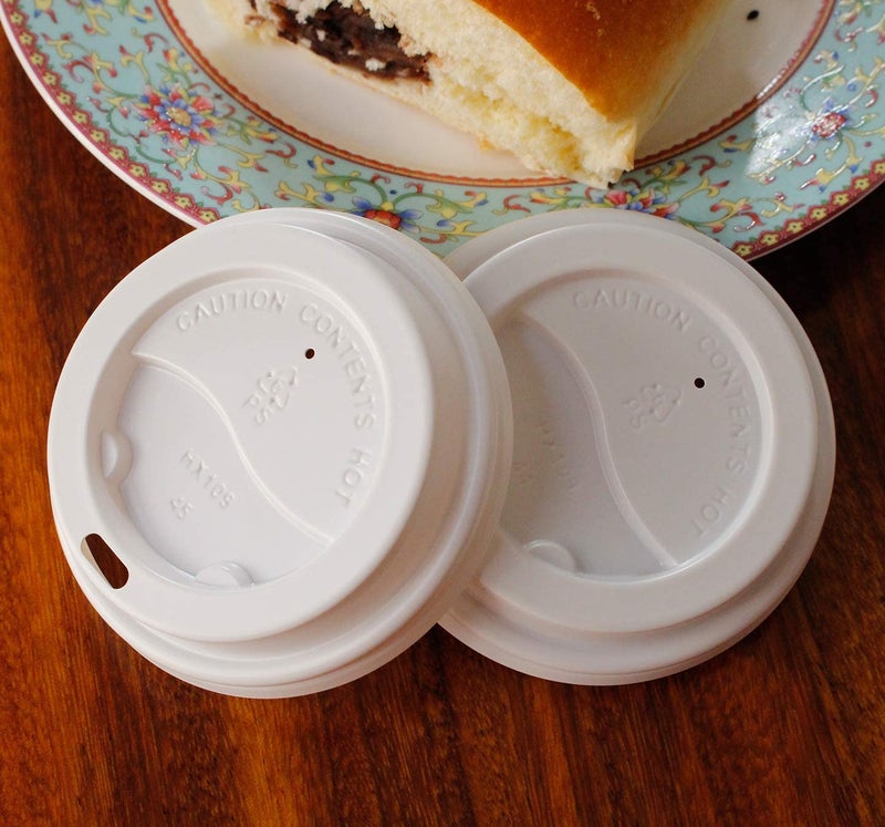 Yes Fresh غطاء مسطح من بوليسترين PS ل كوب ورقي ساخن سعة 8 أونصات، قطر 80 مم. (100 قطعة، غطاء أبيض) - Image 4
